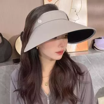 New large brim sun hat fashion sun protection hat children summer casual sun protection UV protection short brim hat women чёрный