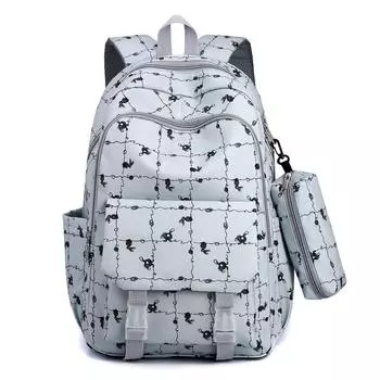 New large-capacity backpack, trendy and simple, junior high school college student schoolbag, lightweight loli girl backpack серо голубой
