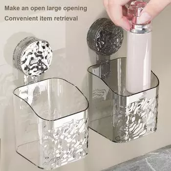 New Large Capacity Light Luxury Style Glacier Pattern Suction Cup Shelf Wall Mounted No Drilling Shower Storage Rack for Makeup