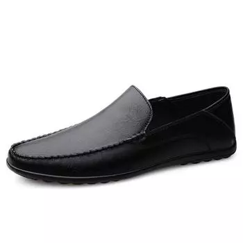 New large size 100% cowhide men leather shoes fashion thick soled business casual leather shoes for men sports light men loafers 38
