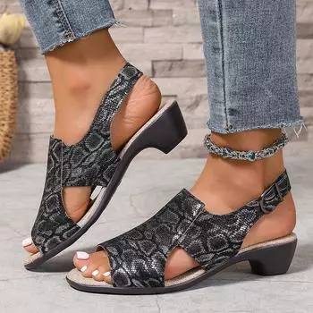 New large size 2025 new thick heel one-word buckle sandals women s medium heel light sole high heel fish mouth sandals 36 белый