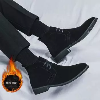 New large size 48 Martin boots men s high-top men s shoes boots cashmere matte leather short boots Zhongbang leather shoes cashmere cotton 38