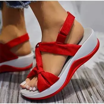 New large size flat-soled sandals women s summer European and American slope heel muffin bottom suede two-color bottom casual women s sandals 35 чёрный