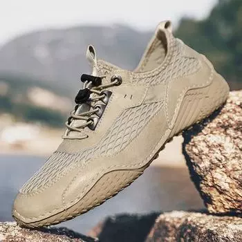 New large size men s casual mesh breathable fashion hole shoes 38 серый
