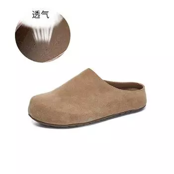 New leather casual single shoes women s 2025 autumn retro lazy one-pedal flat-soled women s shoes versatile shoes women s 35