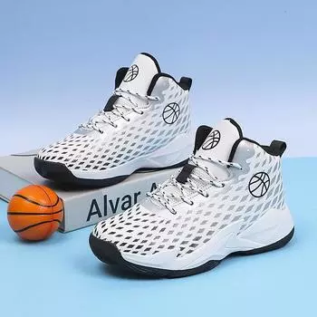 New leather children s basketball shoes medium and large children s casual breathable lightweight non-slip popular men s sports shoes 31 чёрный