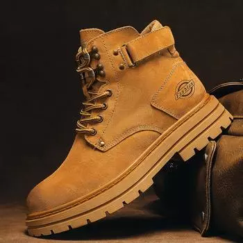 New Leather Fashion High Top Shoes Men Lace-Up Men s Motorcycle Boots Luxury Brand Men s Ankle Boots Outdoor Men Casual Shoes 38