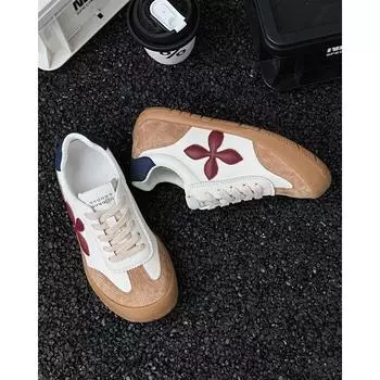 New leather little white shoes 4cm women s soft-soled lightweight casual sports shoes flat-soled women s shoes 35 фуксия