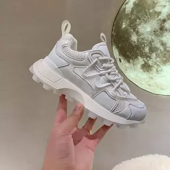 Новые кожаные кроссовки на платформе, женская повседневная обувь, массивные кроссовки, дизайнерские, толстая подошва, папины туфли, Tenis Feminino 35