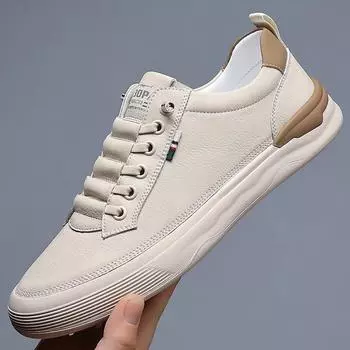 New leather shoes men s driving casual board shoes fashionable breathable little white shoes soft sole soft surface one pedal trendy shoes 38