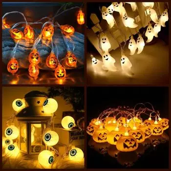 New Led Halloween Pumpkin/Little Ghost String Lights Decorative Atmosphere Lights Halloween Wall Decorations, Room Decoration Night Lights random style ,1cp