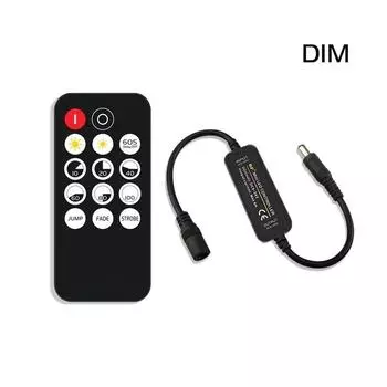 New LED Mini RF Controller with 14 Keys Remote Control for Single Color / Double White / RGB / RGBW / RGB+CCT LED Strip Lights чёрный