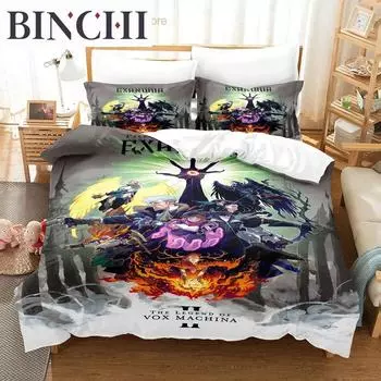 New legend of vox machina game Bedding Set Single Twin Full Queen King Size Bed Set Aldult Boys Bedroom Duvetcover Sets Anime EU single(135x200cm)