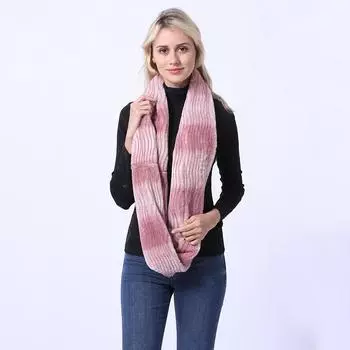 New leopard print Korean version fur collar imitation fur scarf plush scarf scarf winter warm thickened versatile women 80cm красный