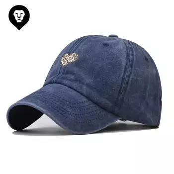 New leopard print small love cotton embroidered baseball cap washed old cap classic baseball cap Adjustable