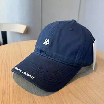 New Letter Embroidery Outdoor Sunshade Baseball Cap for Women Korean Casual Brim Hat Make Your Face Look Smaller All-Matching Simple Men Navy blue Free size (adjustable)