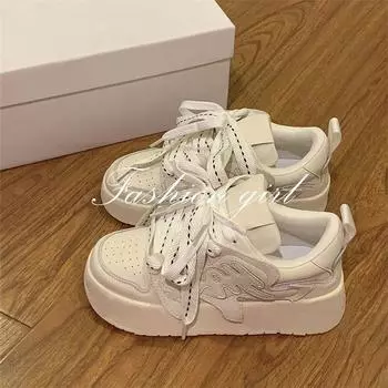 Новые белые туфли с принтом букв для женщин, толстая подошва, универсальные, повседневные, обувь-хлебцы, мода 35