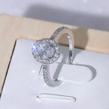 Новое легкое роскошное овальное циркониевое кольцо Sparkle для леди AAAfor свадебная вечеринка событие годовщина подарок из высококачественных ювелирных изделий из бутика 10 белый