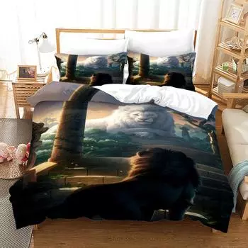 New Lions Bedding Set Single Twin Full Queen King Size Animal Tag Lion Wolf Bed Set Aldult Kid Kawaii Duvetcover Sets 040 EU single(135x200cm)