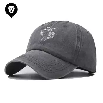 Новая бейсболка с вышивкой из хлопка с маленькой обезьянкой, старая постиранная классическая бейсболка Adjustable