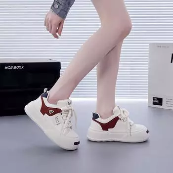 New little white shoes women s autumn platform heightening board shoes student Korean version of fashion casual shoes 35 бежевый