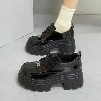 new Lolita Shoes Women Japanese Style Mary Jane Shoes Women Vintage Girls College Student loafers heeled shoes woman 35 чёрный