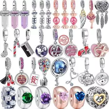 Новые леденцы розовые конфеты Lucky Cat Flower S925 стерлингового серебра бусины подходят оригинальные подвески браслет женские ювелирные изделия подарки