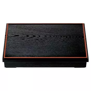 New Long Wood Grain Shokado Black and Red Shokado Bento x x [A] 3-inch [38.5 26.5 6.5 cm]