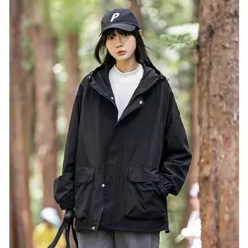 New Loose Outdoor Mountaineering Couple Hardshell Jacket American Functional Baseball Jacket Mountain Jacket S чёрный