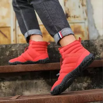 New lovers add pile hiking shoes men hiking shoes Snow boots cotton shoes men non-slip casual hiking outdoors shoes M1036 36 красный