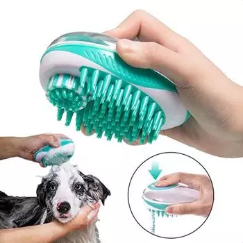 New Luxurious and premium double-sided pet grooming brush for gentle fur care - Professional bathing experience with optimal cle зелёный
