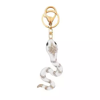 NEW Luxury Crystal Rhinestone Snake Keychain British Crystal Gift Royal Style Women s Souvenir O4K7 White-One size