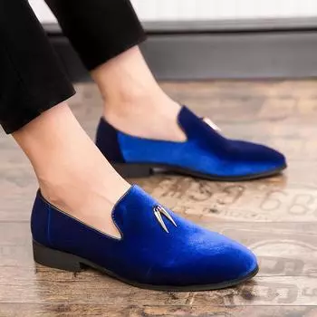 Новые роскошные дизайнерские модные туфли с острым носком из черного, синего и красного бархата, мужские повседневные туфли-лоферы, формальная обувь для вечернего платья, теннисные туфли для мужчин 6 чёрный