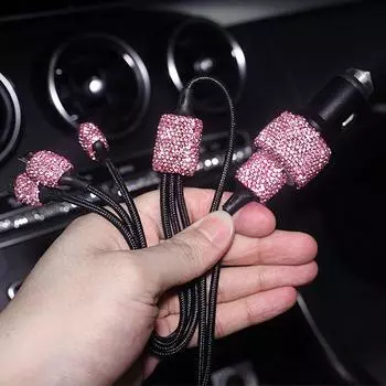 New Luxury Dual USB Car Fast Charger Bling Handmade Car Decorations for Auto Phone Cgarger Diamond Car Accessories for Woman