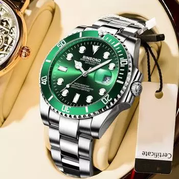 Новые роскошные мужские кварцевые часы с автоматической датой, мужские спортивные часы-хронограф из нержавеющей стали для мужчин
