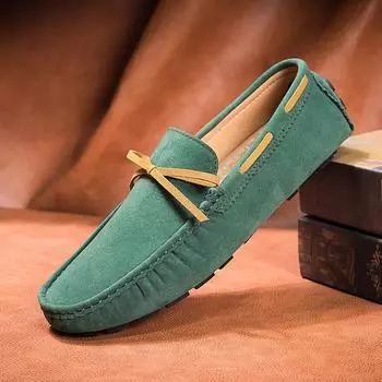 New Male Driving Shoes Fashion Men Casual Shoes Handmade Suede Mens Comfortable Loafers Moccasins Slip on All-match Men s Flats 36 чёрный