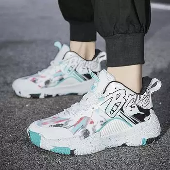 New mandarin duck children s basketball shoes men s high-top casual sneakers student professional actual combat trend sneakers 053 35 Standard Sports Code