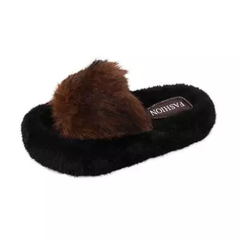 New Mao Mao slippers women s fashion outer wear autumn and winter thick bottom one word super fire casual cotton drag tide soft skin-friendly 40