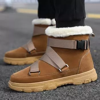 Новые мужские ботинки Martin, повседневная обувь, зимние меховые ботинки для мужа, кроссовки в стиле хип-хоп с ремешками, удобные мужские ботильоны из мягкой кожи 39 серый