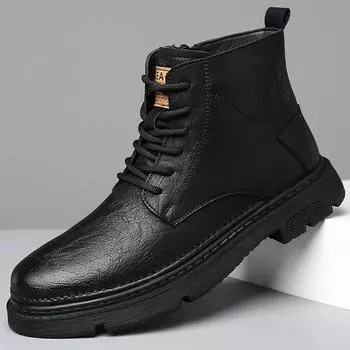 New Martin boots 2025 autumn and winter men s shoes retro tooling boots warm and velvet high-top cotton shoes genuine leather men s leather boots 38