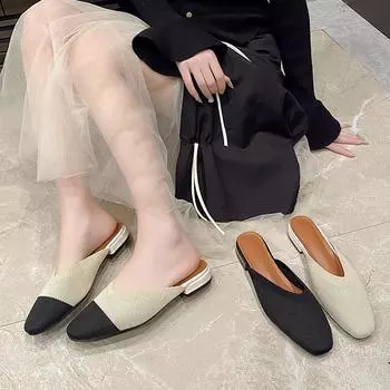 Новые женские балетки на плоской подошве, сетчатые, с квадратным носком, в тон, с легким ртом, мягкая подошва, вязаные, повседневные, для работы 35