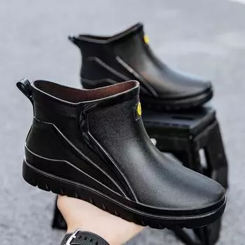 New medium tube rain shoes men s rain boots non-slip waterproof shoes outdoor water boots warm short rubber shoes fashion 39