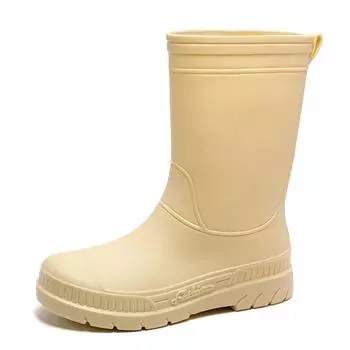 New medium tube rain shoes women s rubber shoes wear non-slip water boots, thick-soled water shoes and velvet rain boots are fashionable 36