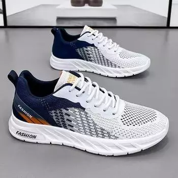 New Men Air-cushion Running Shoes Summer New Flying Breathable Versatlie Sneakers Tennis Trainers Sports Shoes Zapatillas Hombre 39 светло-синий