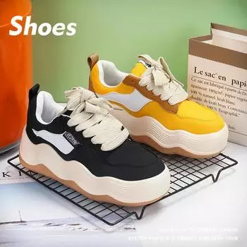 Новые мужские и женские повседневные туфли на толстой подошве в стиле China-Chic в стиле ретро для национальных меньшинств, универсальные студенческие туфли для сноуборда 36 чёрный