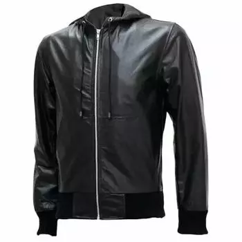 New Men Black Jacket With Hoodie Genuine Lambskin Real Leather Handmade Lambskin Soft Stylish S чёрный