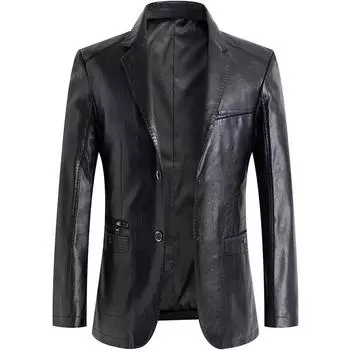 New Men Blazer Black Handmade Genuine Leather Lambskin Formal Stylish Fashion S чёрный