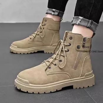 New Men Boots Trend Motorcycle Boots for Men Casua Ankle Boots Work Wear Shoes Men Personalized British Boot Bota Masculina 39