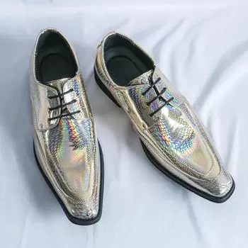 Новые мужские яркие ПУ принтованные модные туфли с низким верхом деловые британские повседневные туфли на шнуровке классические большие размеры 37-46 мужские туфли 37 чёрный