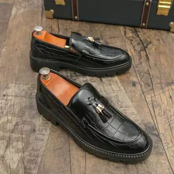 New Men Business Loafers British-style Thick-soled Lightweight Breathable Fashionable Leather Shoes Size 38-45 Men Shoes 38